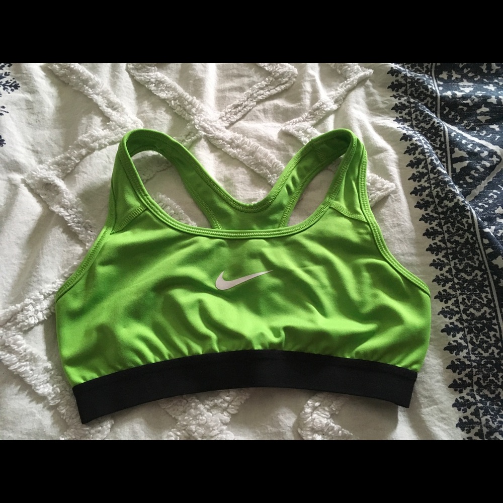 Small lime green Nike sports bra